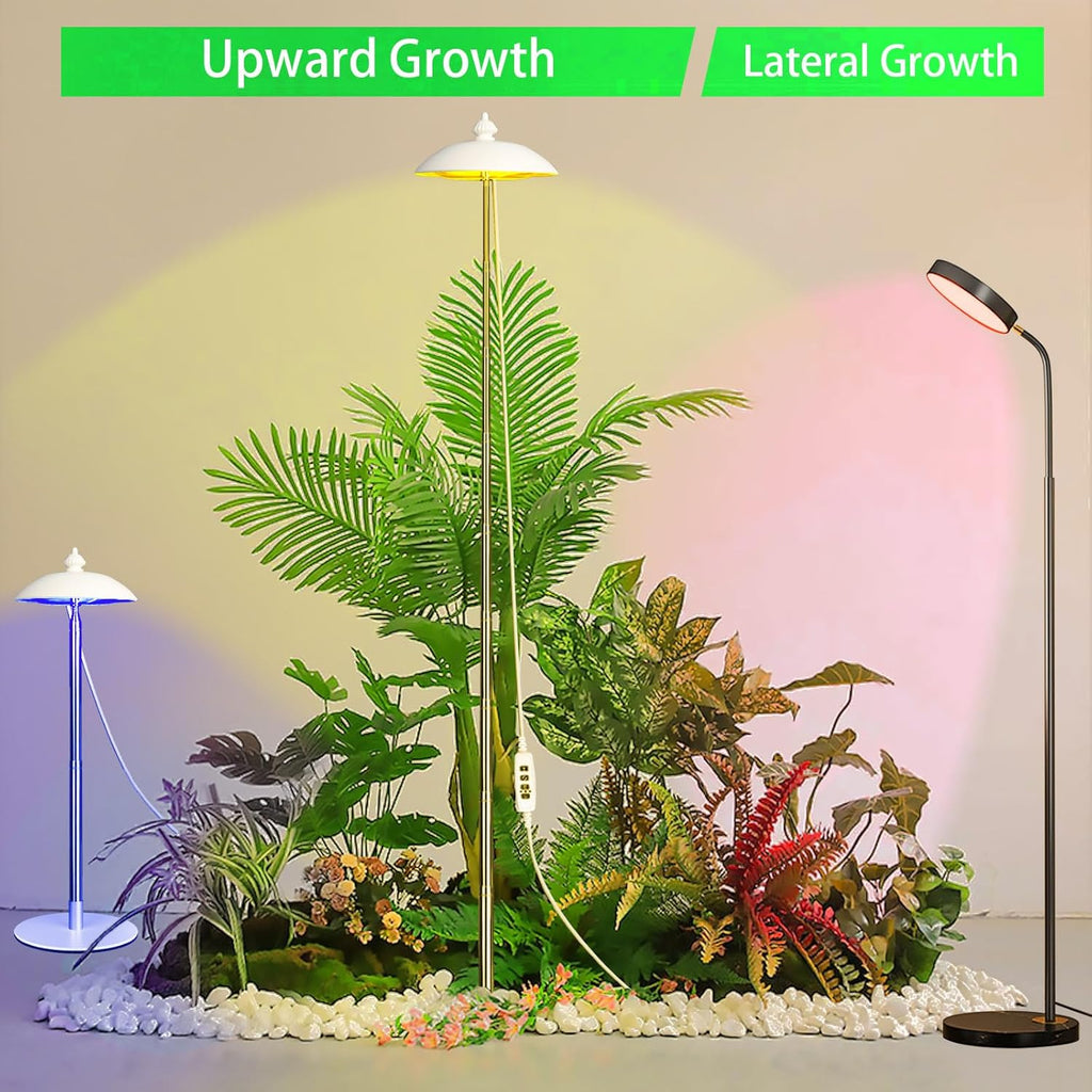 LED Floor Grow Lights for Indoor Plants, Corner Stand Full Spectrum Plant Growing Lamp, 10 Dimmable Levels Auto 3/6/9/12H Timer Grow Light, Height Adjustable for Large Tall Plants