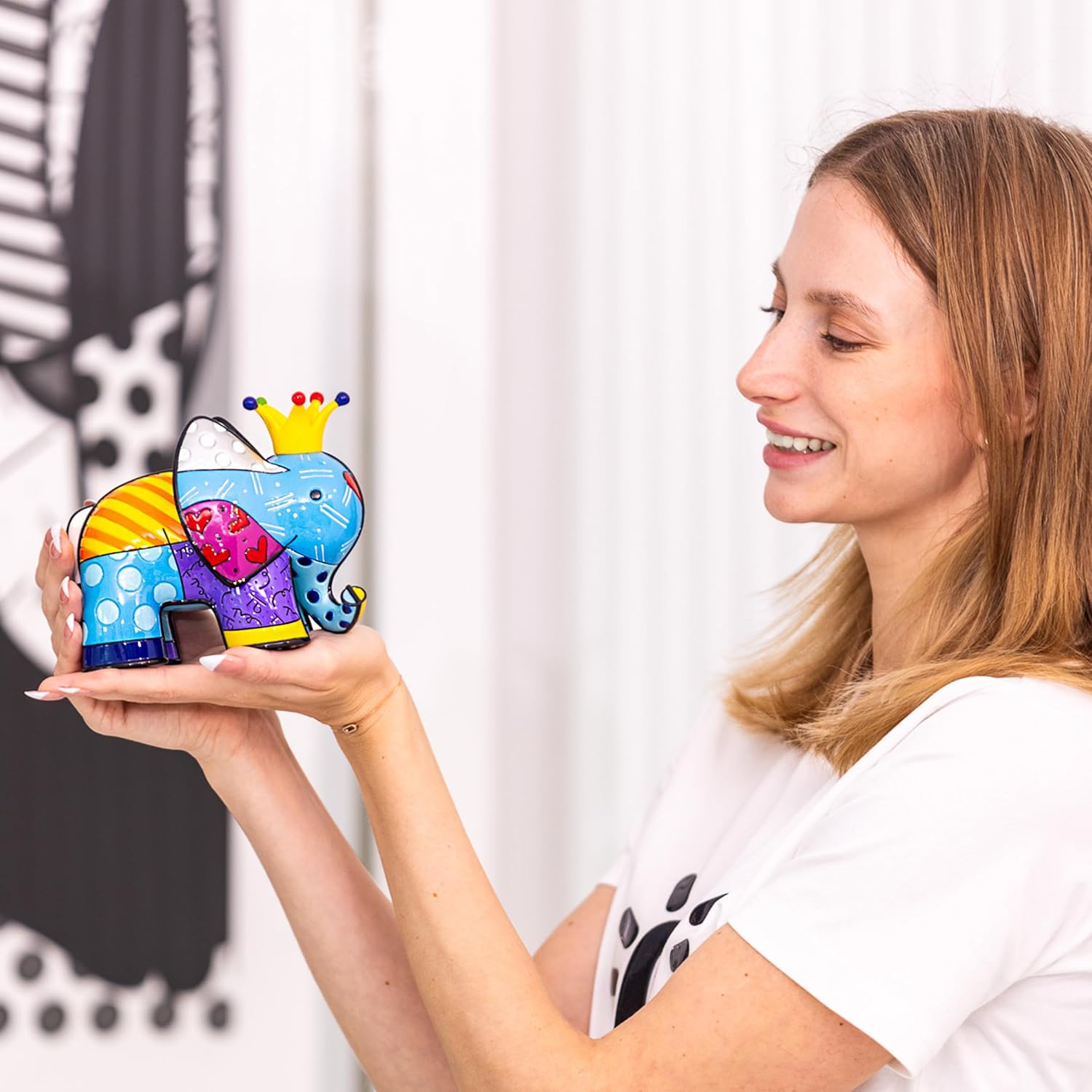 Britto Collectible Figurine - Iconic Art Figurine, Decorative Displays for Modern Home Decor | Designed by Iconic Artist Romero Royal Elephant (Multicolor)