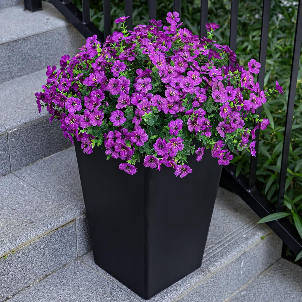 20 Bundles Artificial Flowers for Outdoor Fake Plants for Spring Decoration,Faux Eucalyptus Flowers for Planter UV Resistant Lifelike for Home Porch Garden（Fuchsia）