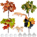 kathson Reptile Terrarium Plants Hanging Artificial Plants Lizards Habitat Decorations with Suction Cups Pets Tank Fake Green Plastic Silk Cloth Ornament for Amphibians Bearded Dragon(4PCS, Style A