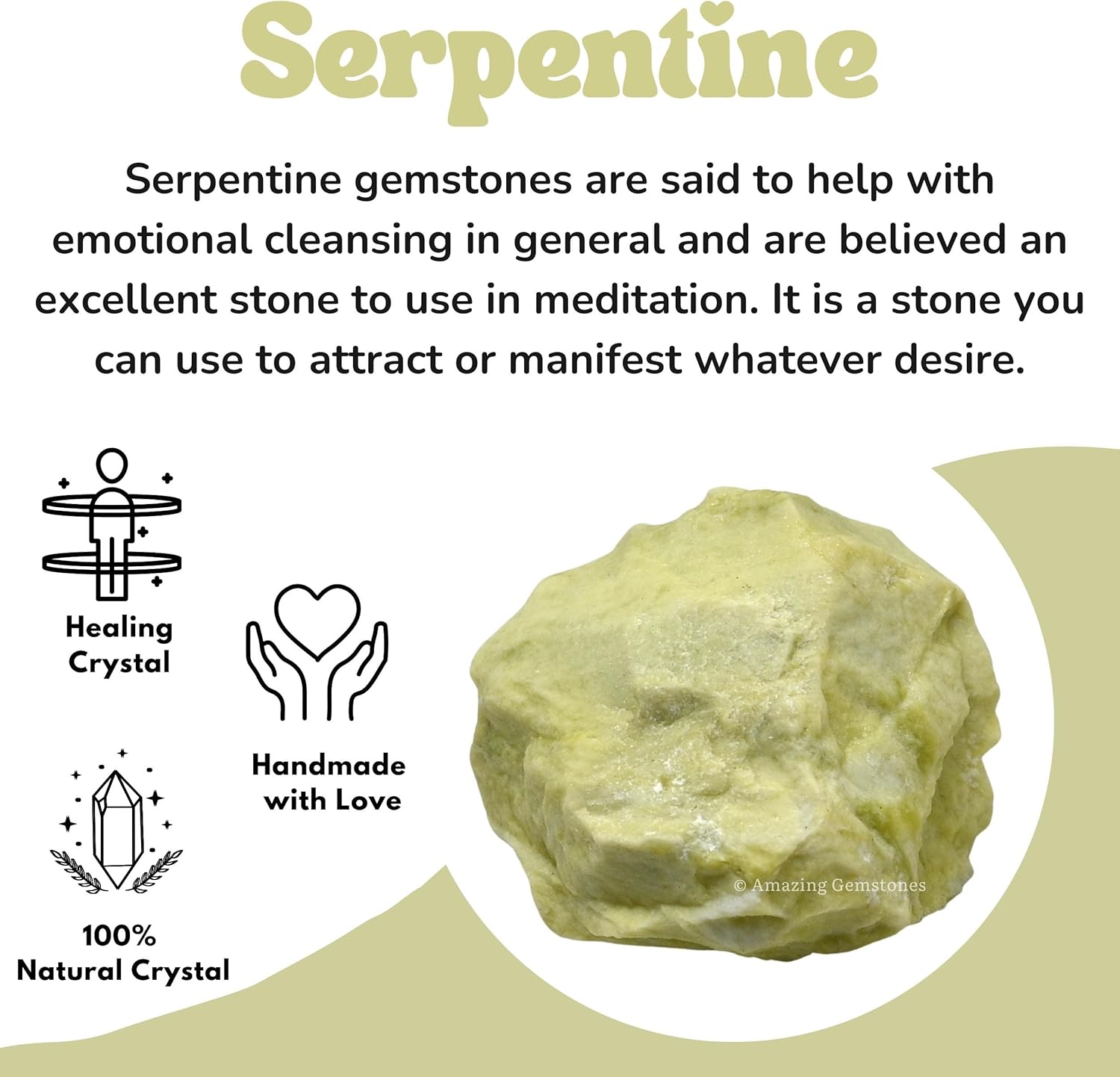 Amazing Gemstone Serpentine Raw Crystals and Healing Stones, Natural Rocks for Tumbling and DIY Raw Stones and Crystals (1 lb)