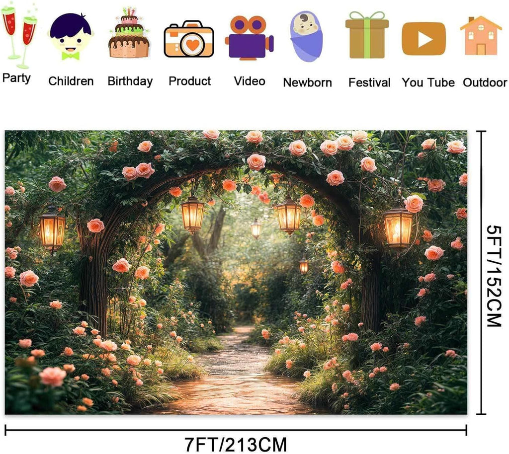 Spring Enchanted Garden Backdrop Fairy Magic Forest Party Decorations Banner Floral Wonderland Photography Background Wedding Party Decorations Fabric Decor Photo Booth Studio Props 9X6