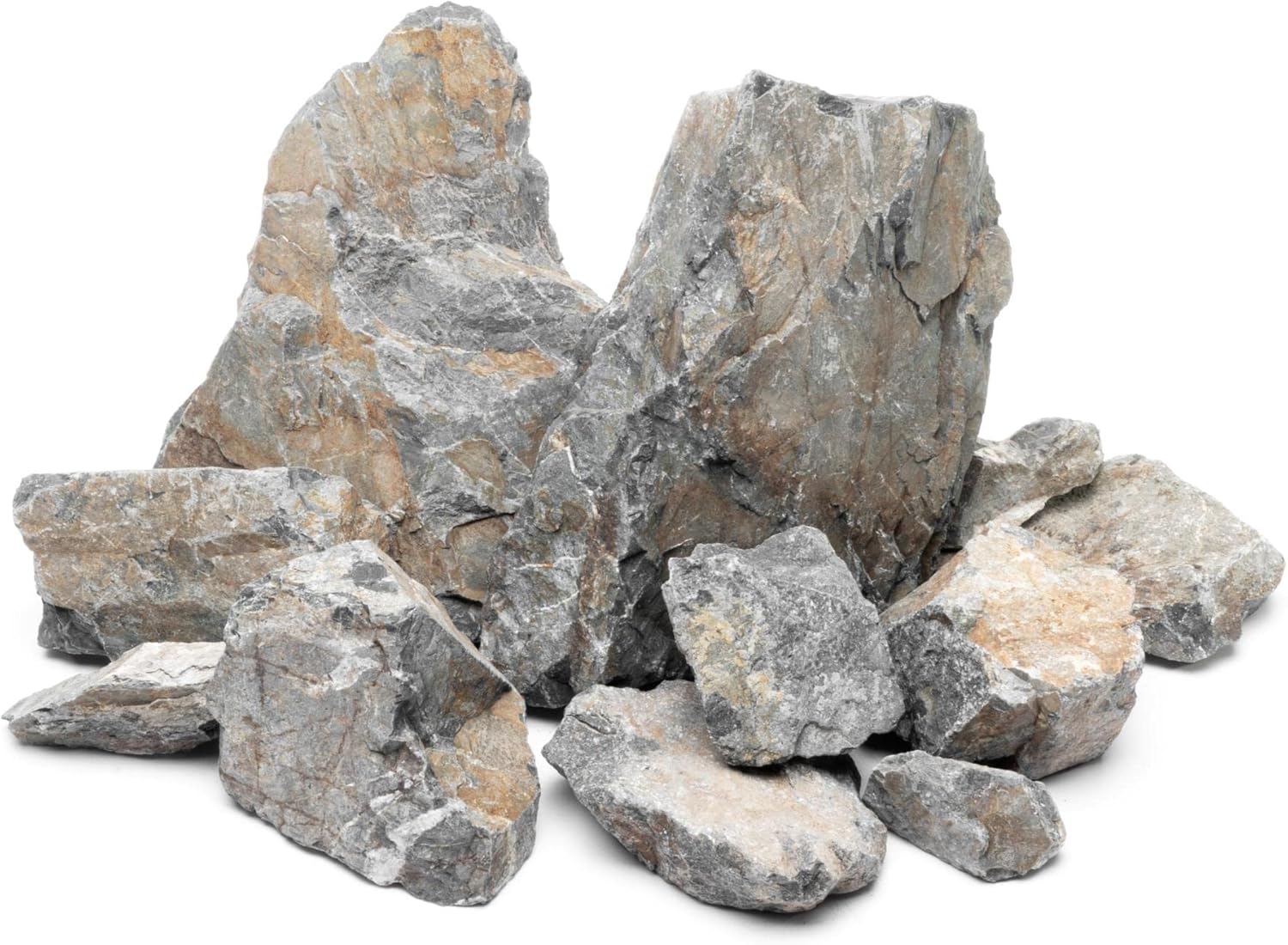 SubstrateSource Natural Stone for Aquarium, Terrarium, Paludarium, Reptile Enclosures - Set of Decorative Rocks for Landcapes, Aquascaping, Fish Tank Decor (Manten Stone, 30 Pounds, 2-8")