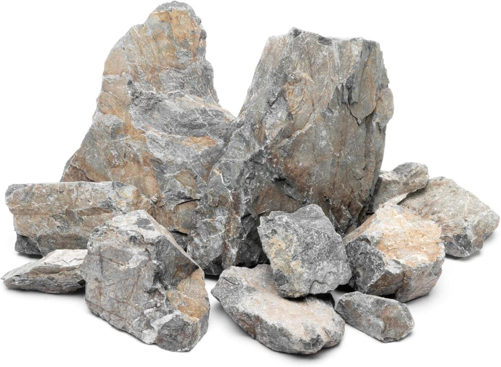 SubstrateSource Natural Stone for Aquarium, Terrarium, Paludarium, Reptile Enclosures - Set of Decorative Rocks for Landcapes, Aquascaping, Fish Tank Decor (Manten Stone, 20 Pounds, 2-8")