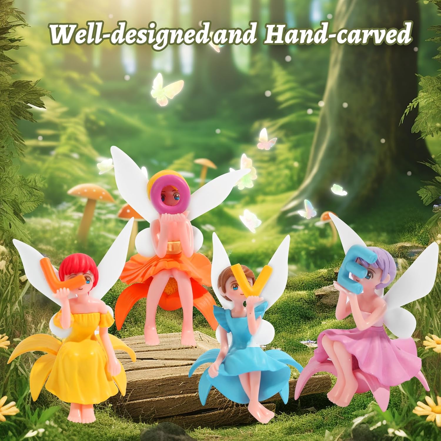 8pcs Fairy Garden Accessories, Mini Fairy Figurines Well-Designed & Handcrafted for Garden Decor Outdoor, Landscape Decor, DIY Craft, Dollhouse, Succulents & Home Decoration