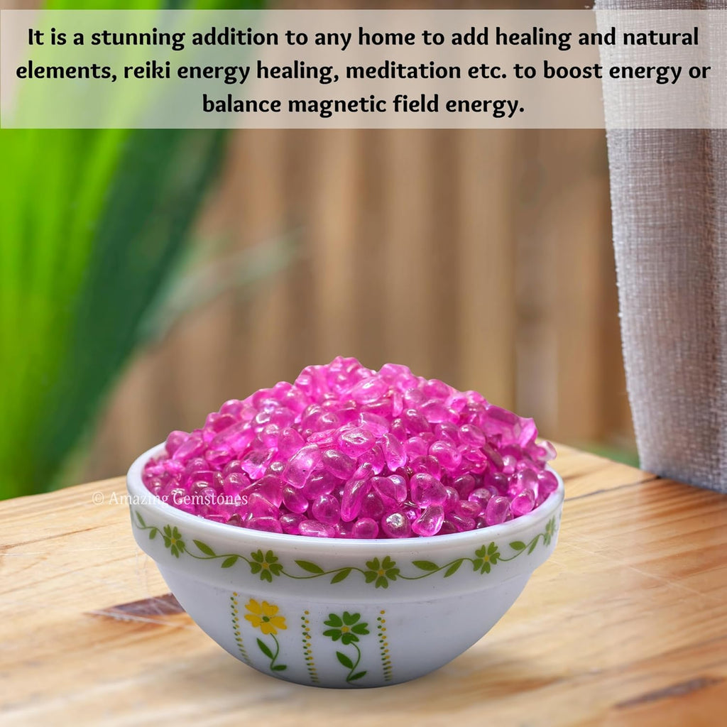 Amazing Gemstone Rose Aura Quartz Crystal Chips Aquarium Gravel Rocks - Aura Quartz Chips Bulk Fish Tank Gravel,Small Tumbled Stone Chips and Tiny Crystals for Decoration (Natural AAA Grade Gemstone)