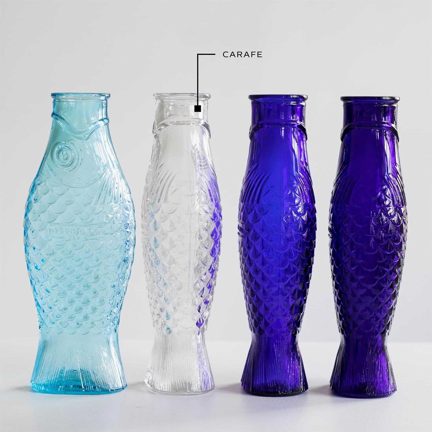Serax Glass Water Pitcher | Fish & Fish glassware by Paola Navone | Wine Carafe Decanter 28.74 fl oz | Clear Bottle Container for hot and cold Drinks | Beverage Dispenser for Fridge | Suitable as Vase