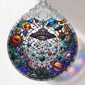 UFO Alien Stained Glass Ornament, Christmas Ornaments, Christmas Tree Decorations, UFO Alien Christmas Decor, UFO Alien Ornaments for Christmas Tree, Holiday Presents, Gift Exchange Ideas