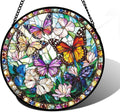 Stained Glass Window Hanging, Colorful Butterfly Suncatcher for Doors Home Sun Catchers Decoration and Christmas, Mother's Day Birthday Gifts for Women, Men, and Mom 9.8 in