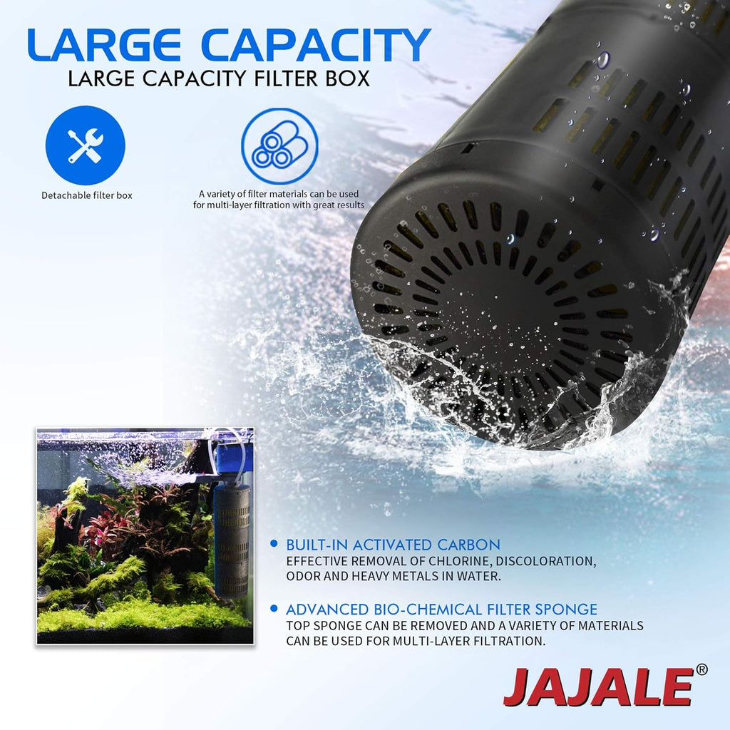 475 GPH Internal Filter Submersible Pump - 3 in 1 Aquarium Fish Tank Pump with Oxygenation, Filtration & Water Cycling, 5 ft max lift, 25W - 2 Pack