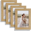 5.5x8.5 Picture Frame Set of 4, Made of Real Glass and Natural Oak Frame, 5.5 by 8.5 Photo for Wall or Tabletop