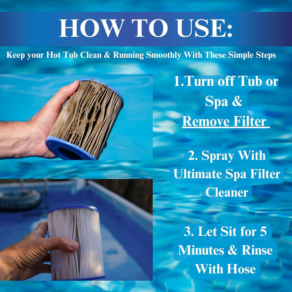 Black Diamond Stoneworks Ultimate Spa Filter Cleaner Fast-Acting Spray. Works Instantly on Hot Tub & Pool Filters Leaving Behind no Sticky Residue. Prolongs Filter Life and Pool Equipment. No Soaking
