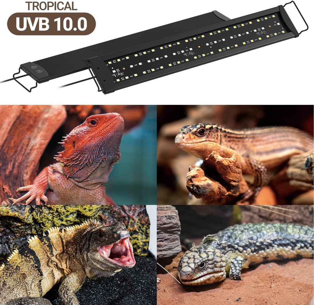Dimming LED UVB Reptile Light, 24“ LED Reptile Light Bar with Brightness Adjustment & 3 Light Modes, UVB 10