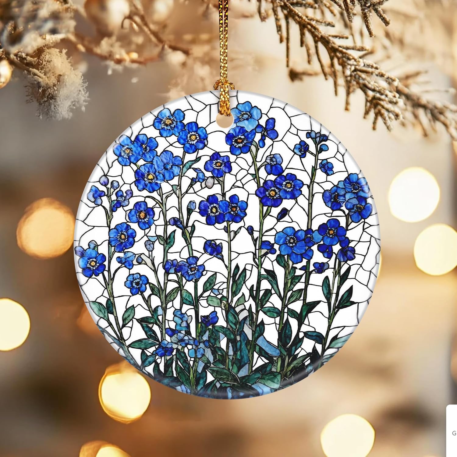 Christmas Ornaments, Dodosky 2.8in Ceramic Forget-Me-Not Flower Ornament, Xmas Decor, Christmas Tree Ornaments, Xmas Decorations for Tree, Holiday Ornament, Forget-Me-Not Flower Gifts for Women, Mom