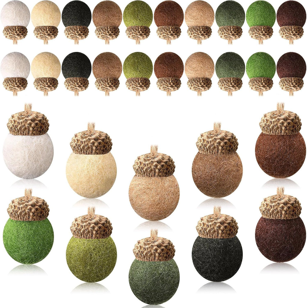Tatuo 30 Pcs Christmas Felt Acorn Ornaments Colorful Wool Felt Acorn Pom Balls Mini Wool Acorns Bulk for DIY Xmas Crafts Christmas Tree Hanging Ornaments Party Favors Home Indoor Decor(Vintage Colors)
