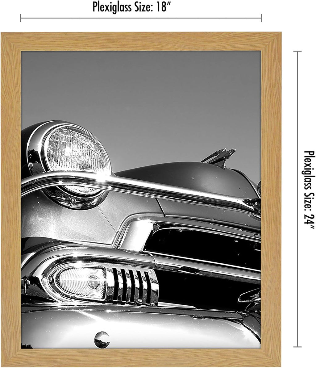 Americanflat 18x24 Poster Frame with Polished Plexiglass - Wide Picture Frames Made of Engineered Wood for Vertical or Horizontal Wall Display - Epic Collection - Pine