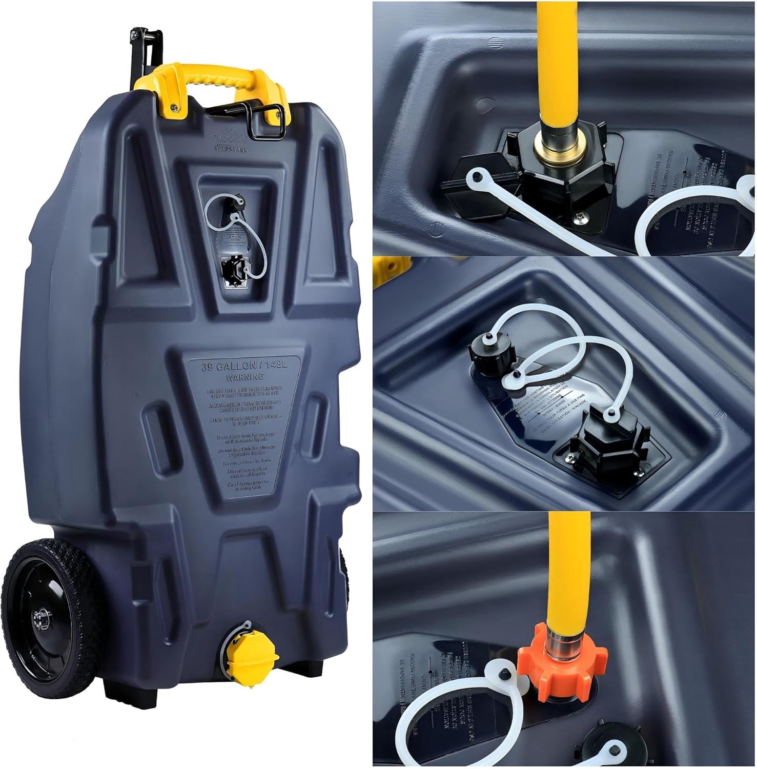 39 Gallon RV Portable Waste Tank 4 Wheel Tote Tank