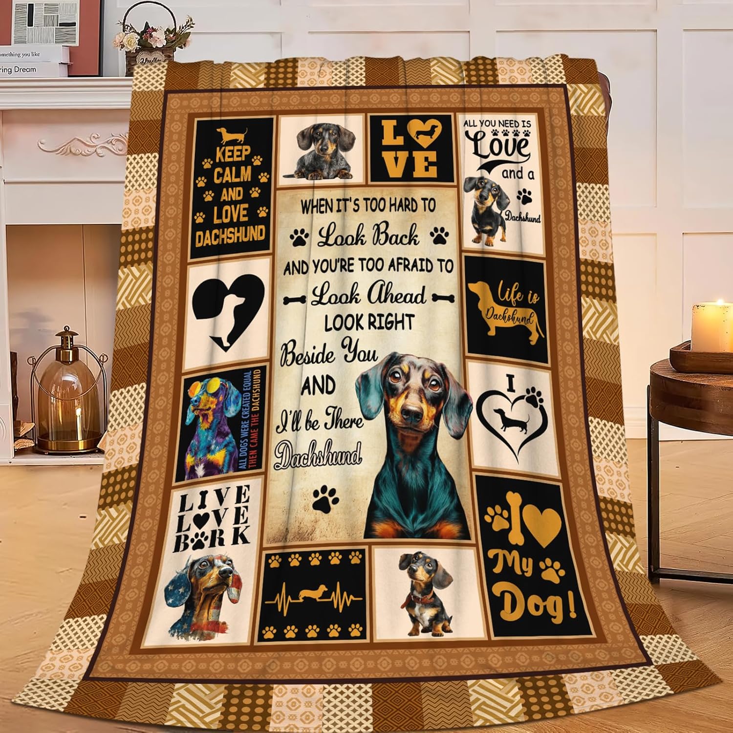 Dachshund Throw Blanket Weiner Dog Dachshund Puppy Stuff Gifts for Dog Lover Kids Girls Boys Adults Women Men Soft Cozy Warm Plush Fluffy Fuzzy Fleece Blanket Decor 40''X50''