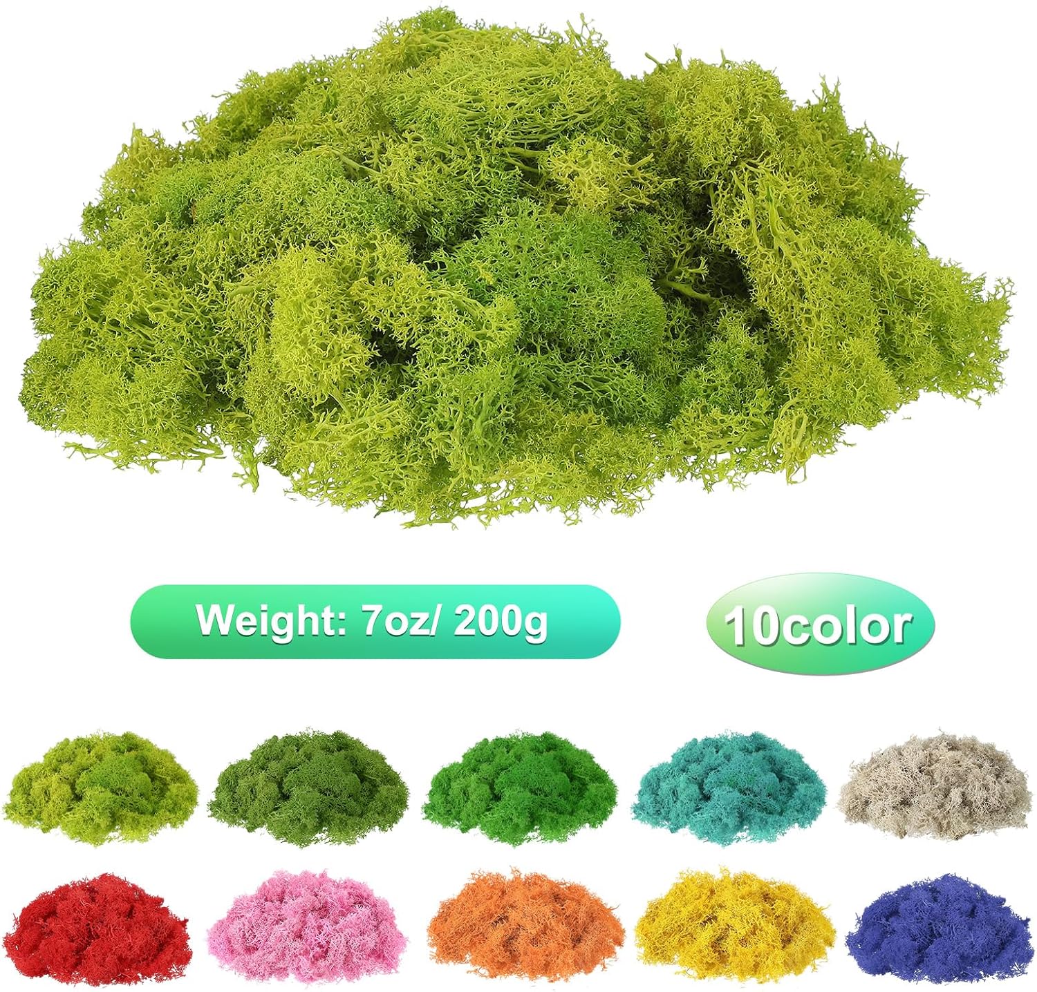 uxcell Preserved Reindeer Moss, 7oz Fake Moss for Crafts Artificial Dried Moss for Decoration Terrariums Potted Plants, Chartreuse