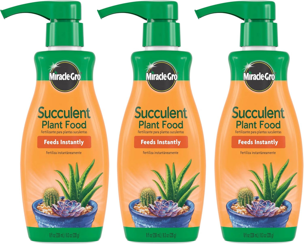 Miracle-GRO Succulent Plant Food, Liquid Plant Food for Indoor Succulents, Cacti, Jade Plants, Aloe Vera and More, 8 oz., 3-Pack