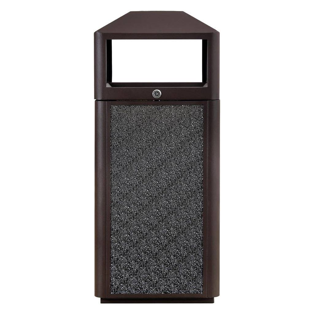 Commercial Square Receptacle Garbage Can with Dome Lid, W/Stylish Panels,Coffee, 15 Gallon