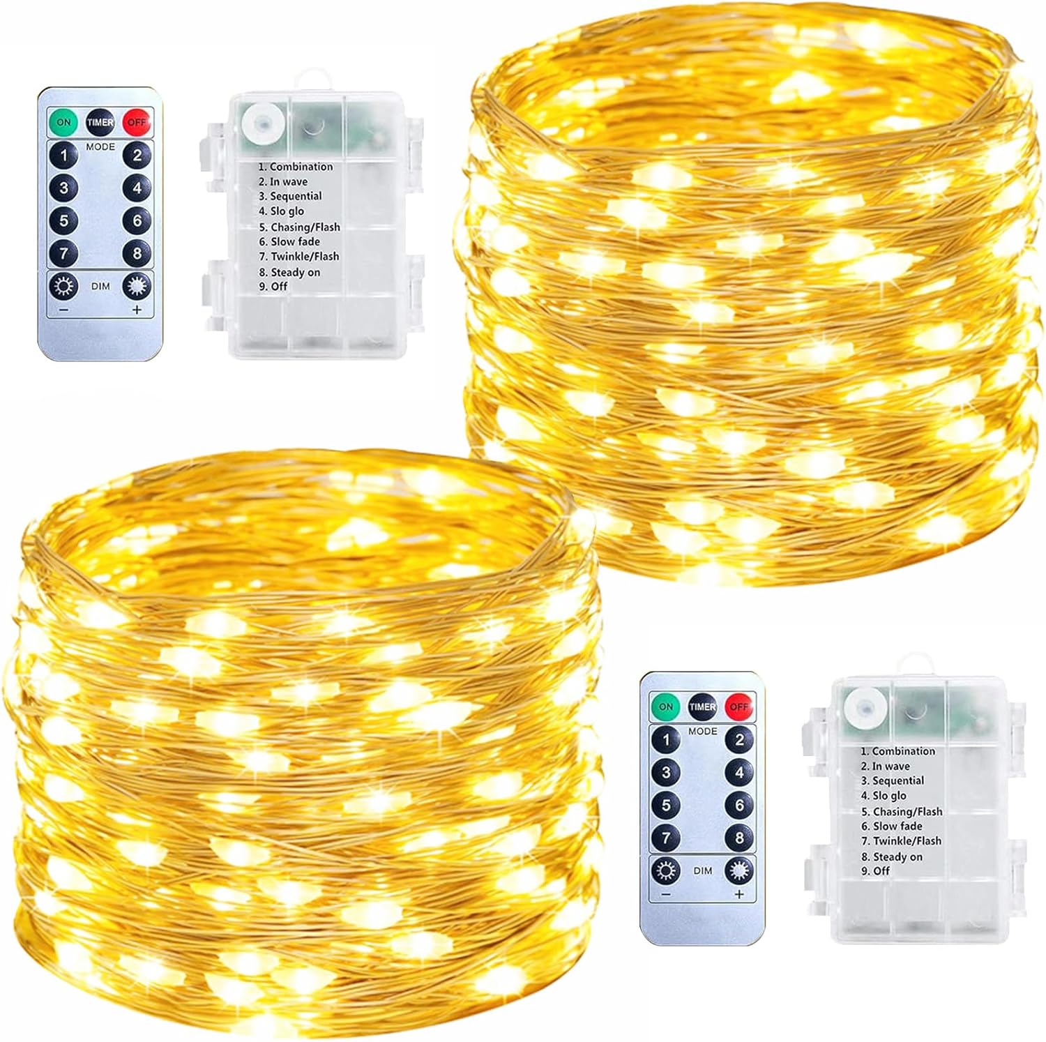 Upgraded 2Pack 140Ft 400 LED Fairy Lights Battery Operated with Remote & Timer, Waterproof Christmas String Lights Outdoor Indoor, Battery Twinkle Lights for Bedroom, Xmas, Parties, Tree, Garden Decor