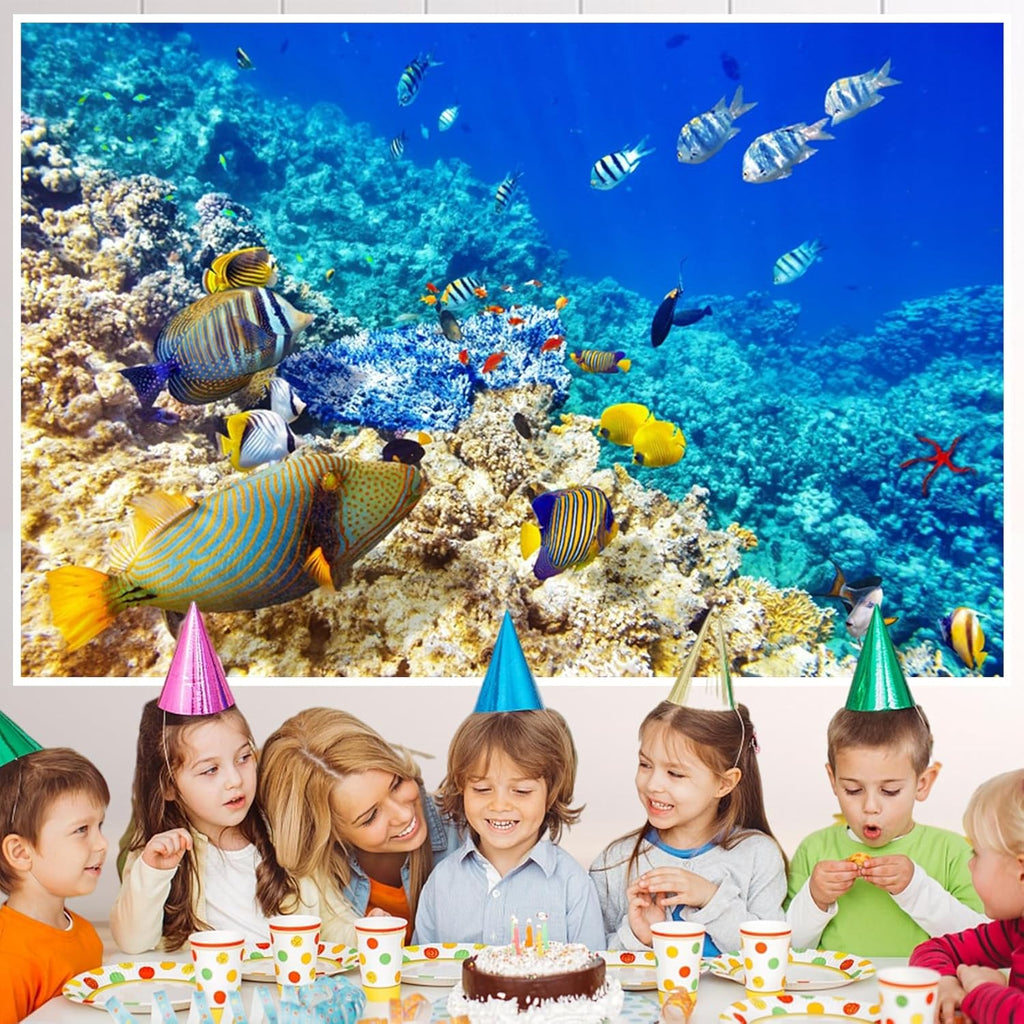 AOFOTO 10x8ft Coral and Tropical Fish in The Sea Backdrop Underwater Seascape Photography Background Marin Aquarium Ocean Diving Atoll Reef Summer Holiday Travel Photo Studio Props Vinyl Wallpaper