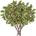 Hollyone 5 Bundles Artificial Greenery Plants Stems Faux Wandering Jew Leaves Plant Bouquet Fillers for Arrangement, Fake Shrub Bushes Plants for Home Centerpiece Indoor Outdoor Garden Patio Porch