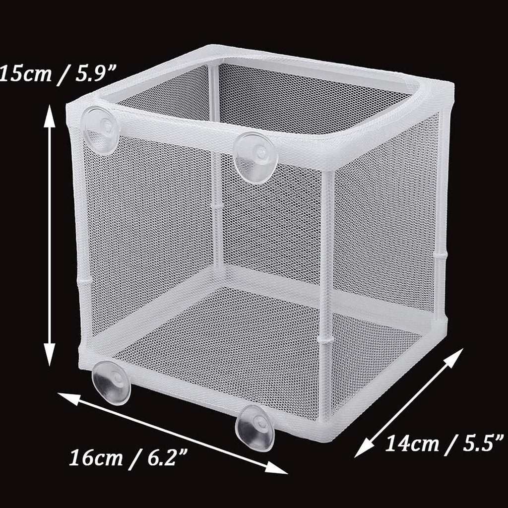 Still Awake Aquarium Fish Breeder Box, Fish Isolation Box, Hatching Box, Juvenile Fish Spawning Incubator, Water Isolation Net Hatcher, Nylon Mesh Fish Fry Hatchery Separation Net（White S）