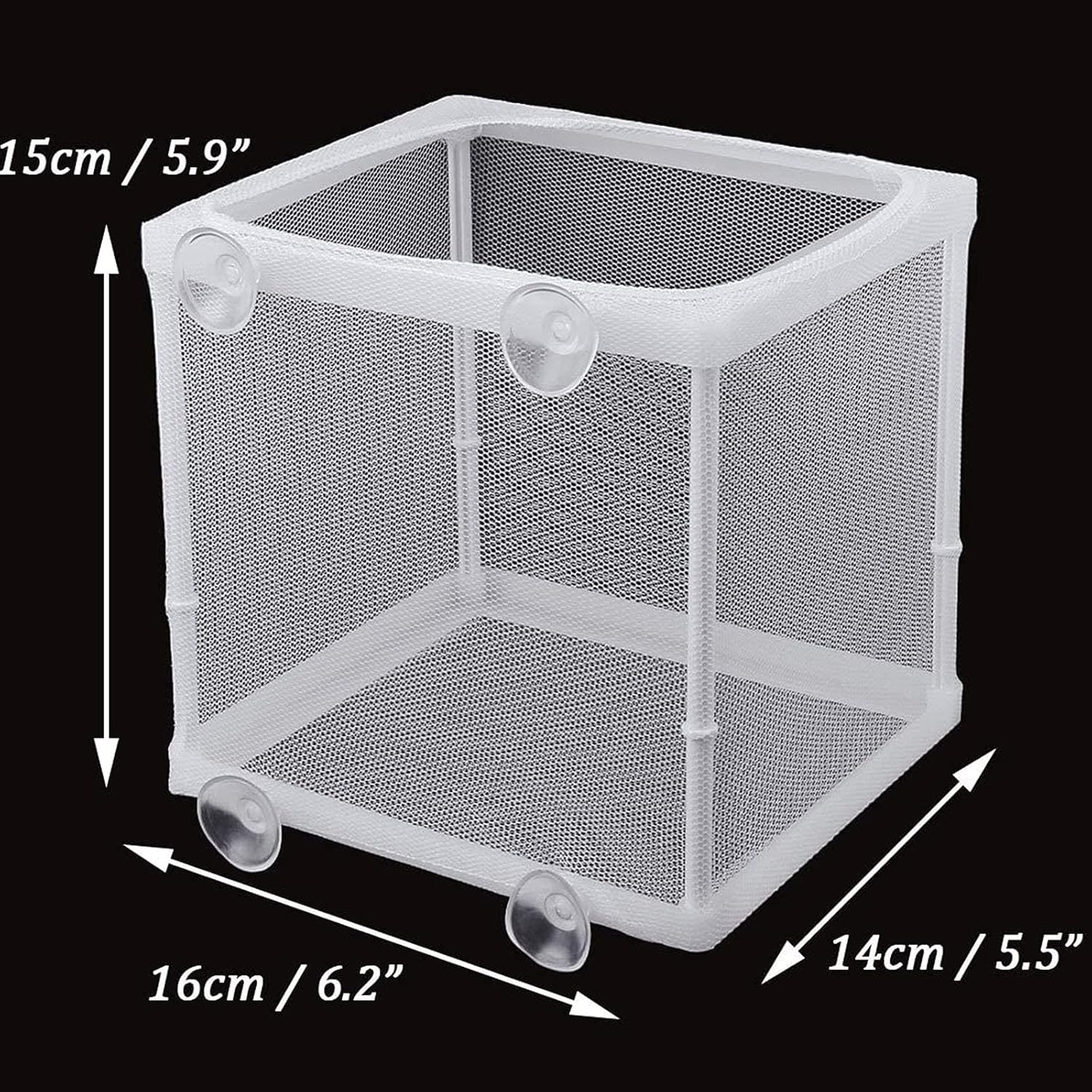 Still Awake Aquarium Fish Breeder Box, Fish Isolation Box, Hatching Box, Juvenile Fish Spawning Incubator, Water Isolation Net Hatcher, Nylon Mesh Fish Fry Hatchery Separation Net（White S）