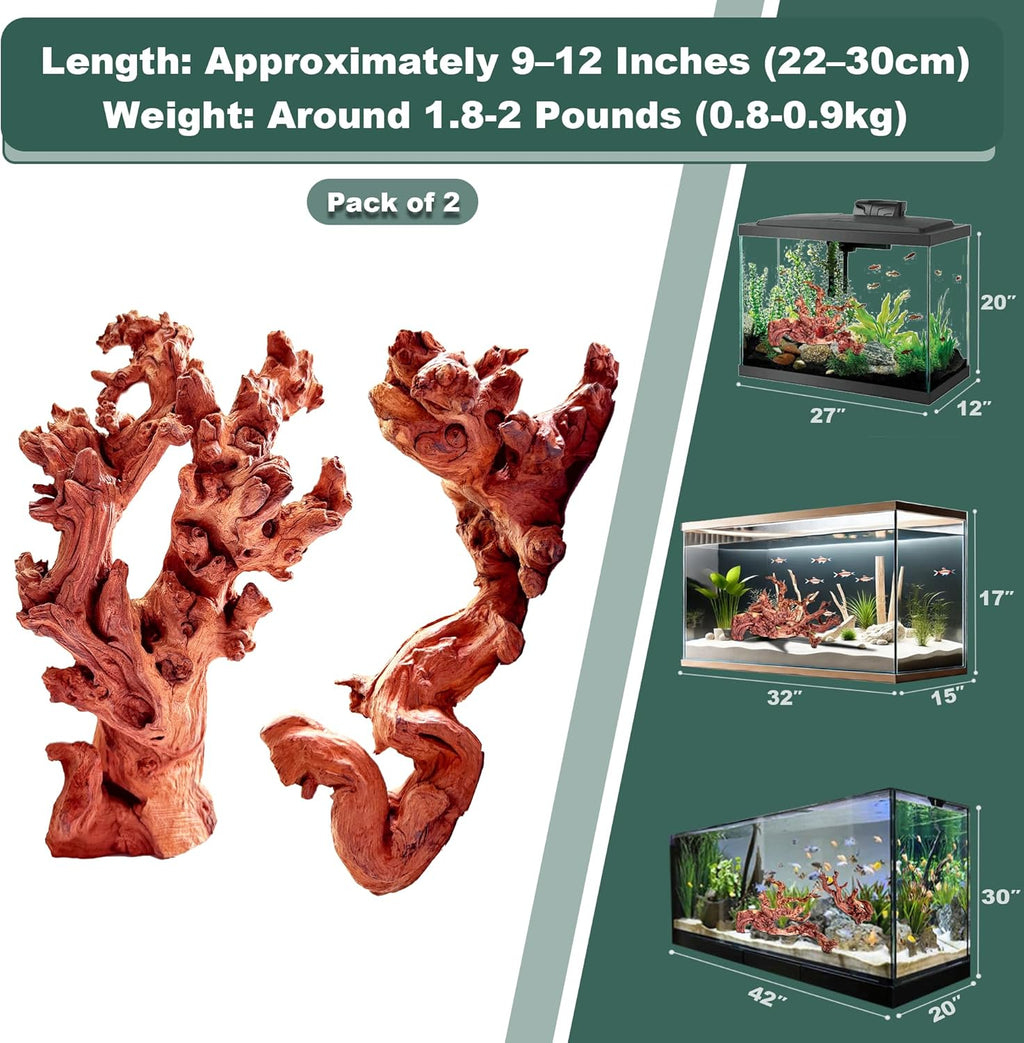 Natural Wood Driftwood for Aquarium Fish Tank Decor,Assorted Driftwood Trunk Branch for Reptile Tank Decor (COL-SHM Driftwood Small (9 to12 Inch)-Pack of 2)