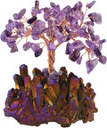 mookaitedecor Amethyst Crystal Tree, Quartz Cluster Purple Titanium Crystals Base Bonsai Money Tree for Wealth and Luck