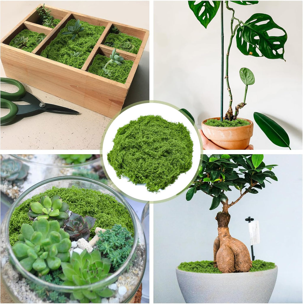 Fake Green Moss for Crafts 10.6 Oz Decorative Artificial Moss for Crafts Decorative Faux Moss Table Centerpieces Wedding Party Decor Fairy Garden Floral DIY