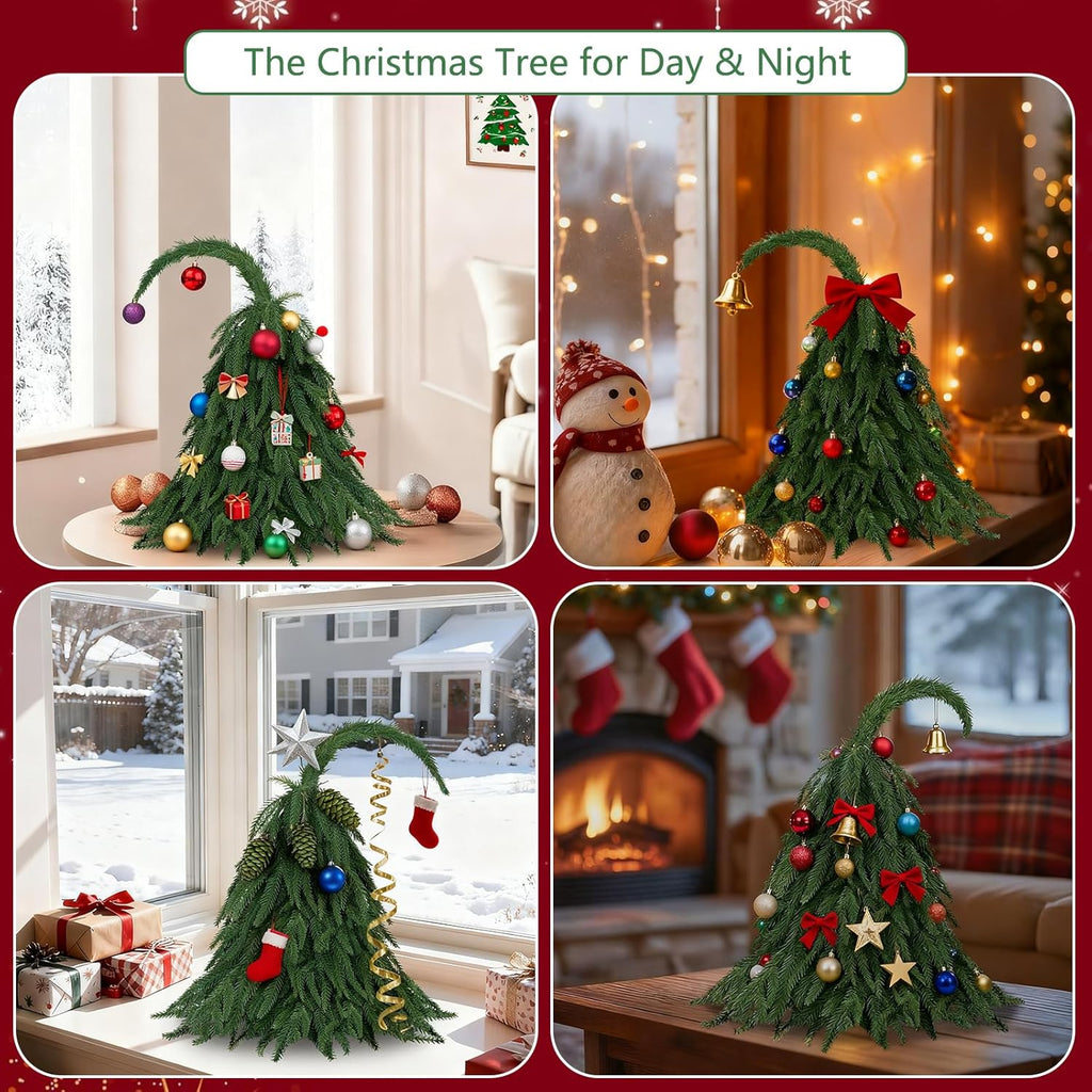 Tabletop Norfolk Pine Christmas Tree, 2FT Green Mini Artificial Christmas Tree with Norfolk Branch, Small Xmas Tree for Christmas Holiday Indoor Decoration