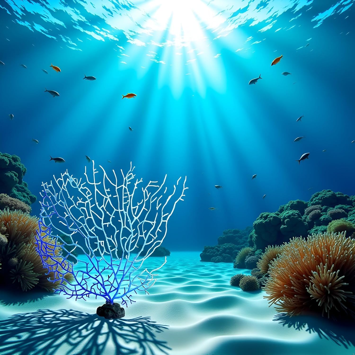 Blue Artificial Coral Branch Faux Aquariums Ornament Fish Tanks Landscape Sea Fan Decorations Artificial Coral Branch Aquarium Décor