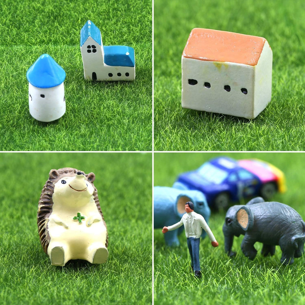 Elcoho 24 Pieces Fake Grass for Crafts Fairy Garden 6 x 6 Inches Artificial Garden Grass for Miniature Ornament Dollhouse DIY Decoration