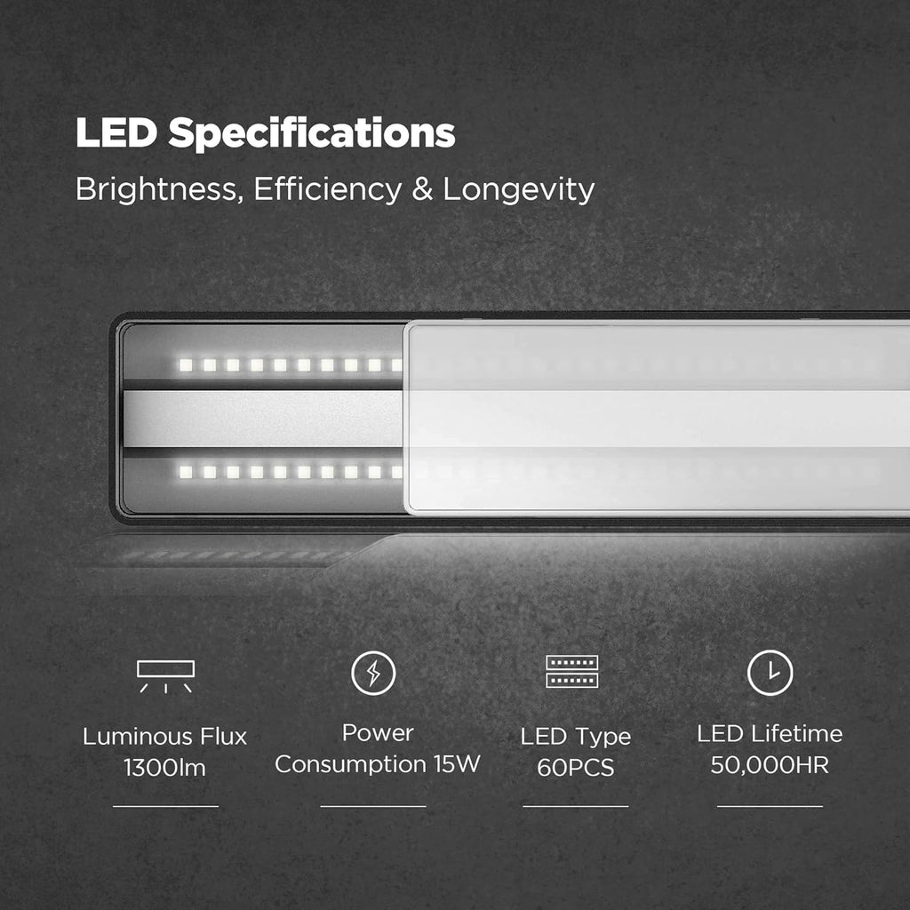 ONF Flat Nano+ 15W Full Spectrum Aquarium Light, Up to 20 Level Dimmable APP Controlled Light, IP54 Waterproof Light, Suitable for 2-9 Gallon Rimless Fish Tanks, Terrariums, & Potted Plants, Black