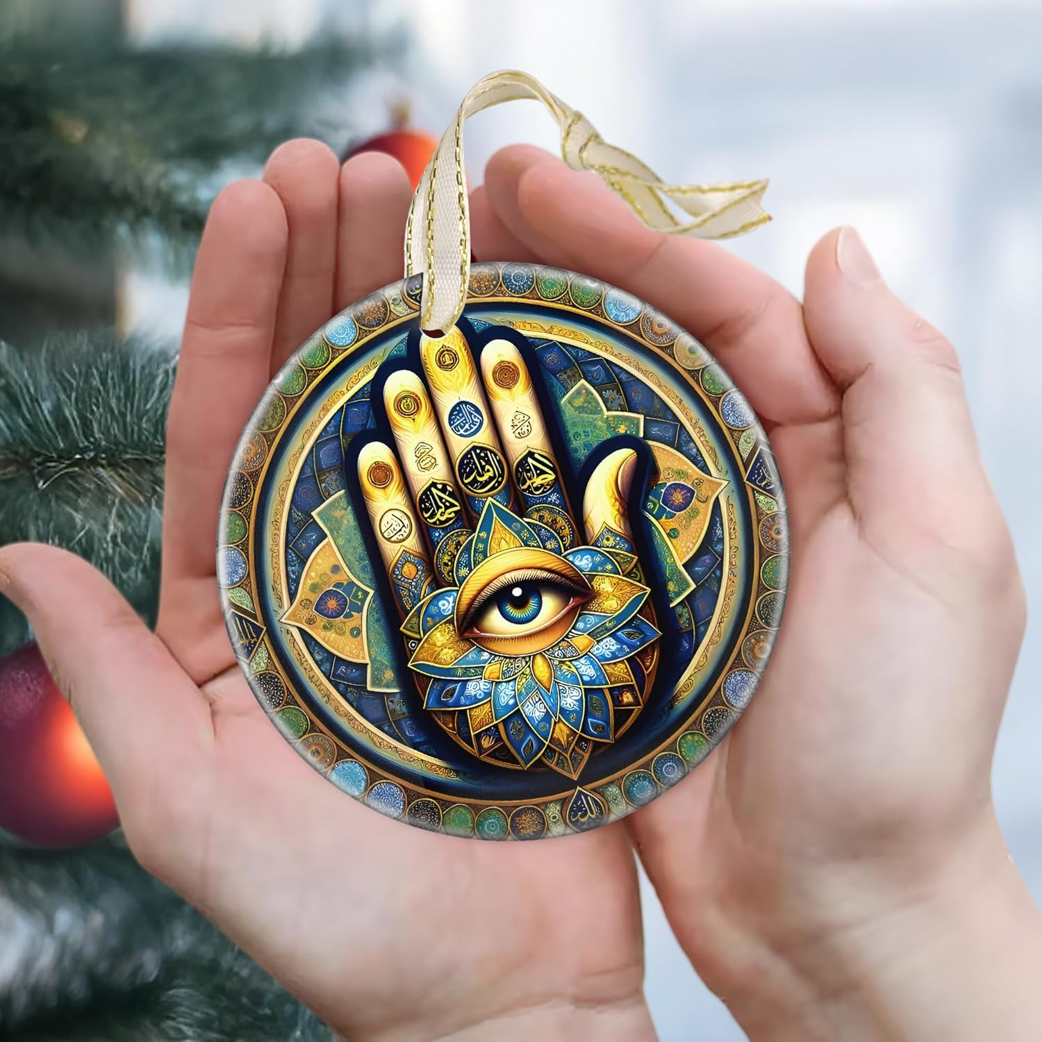 2025 Christmas Ornament - Christmas TRE Decoration, Round Ceramic Holiday Decor - Gift Idea for Friends and Exchange