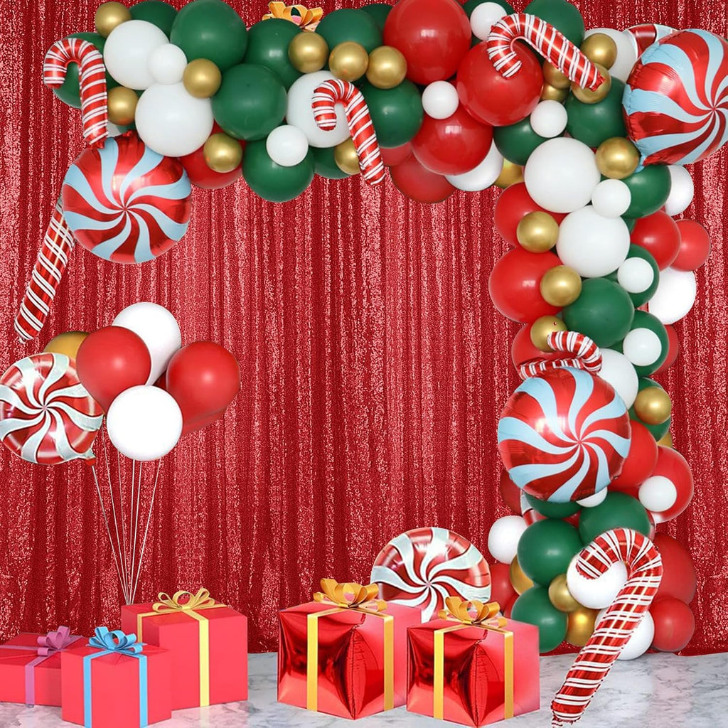 Sugargirl Red Sequin Backdrop Curtain 2 Panels 2FTx8FT Glitter Red Background Drapes Sparkle Photography Backdrop for Party Wedding Birthday Wall Decoration