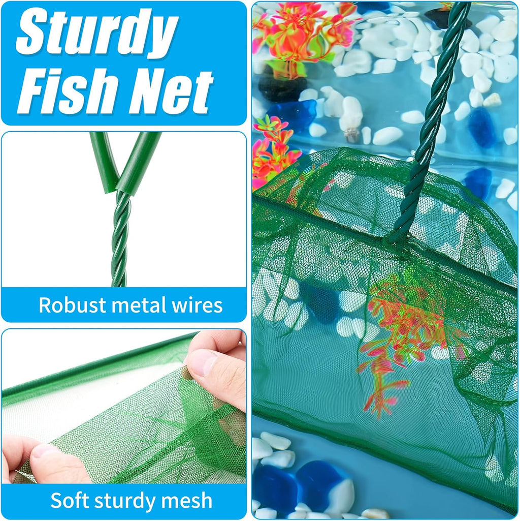 AQUANEAT 8 Inch Aquarium Fish Net, Wastes Skimming Cleaning Tool with Firm Handle for Fish Tanks Small Ponds