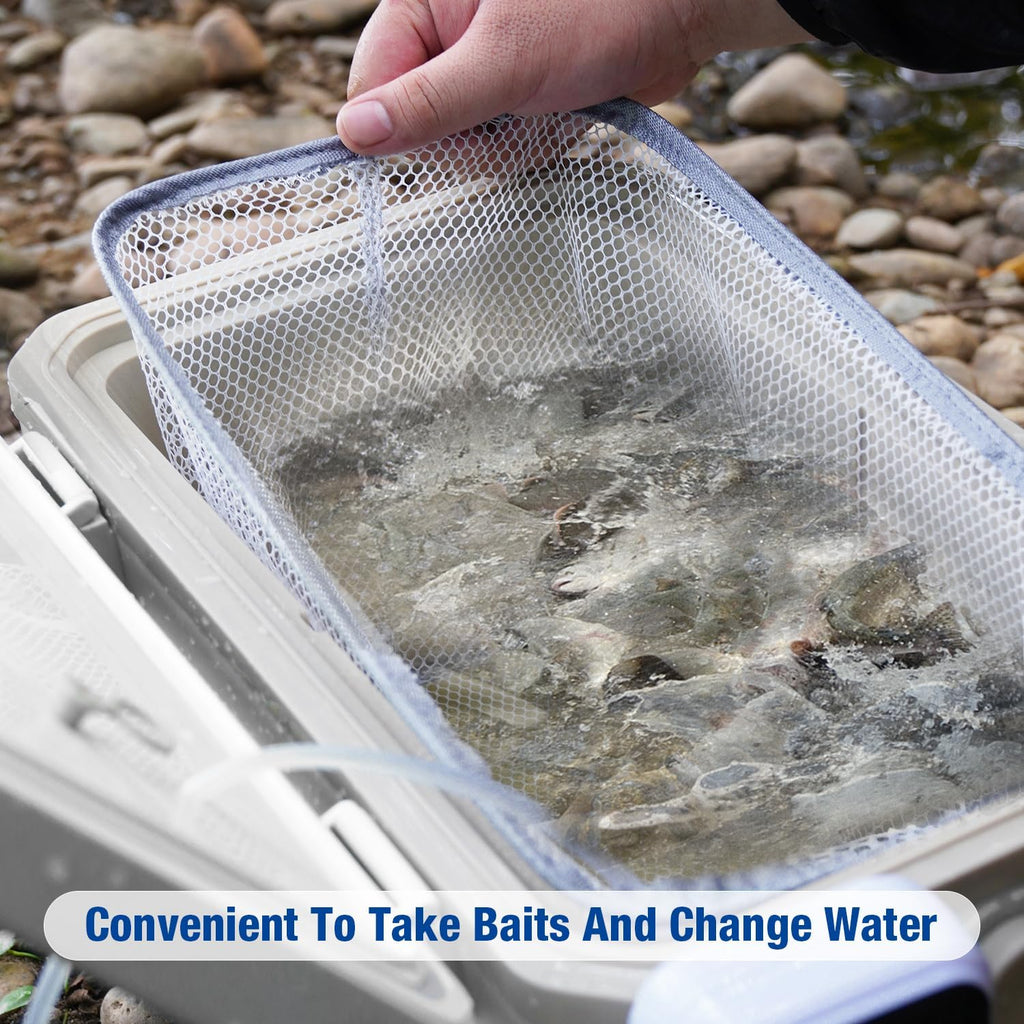 Ghosthorn Fishing Cooler 11QT/15QT Live Bait Cooler with 4000mAh Rechargeable Aerator for Fishing,Bait Bucket for Live Fish Shrimp,Portable Minnow Bucket for Boat Outdoors