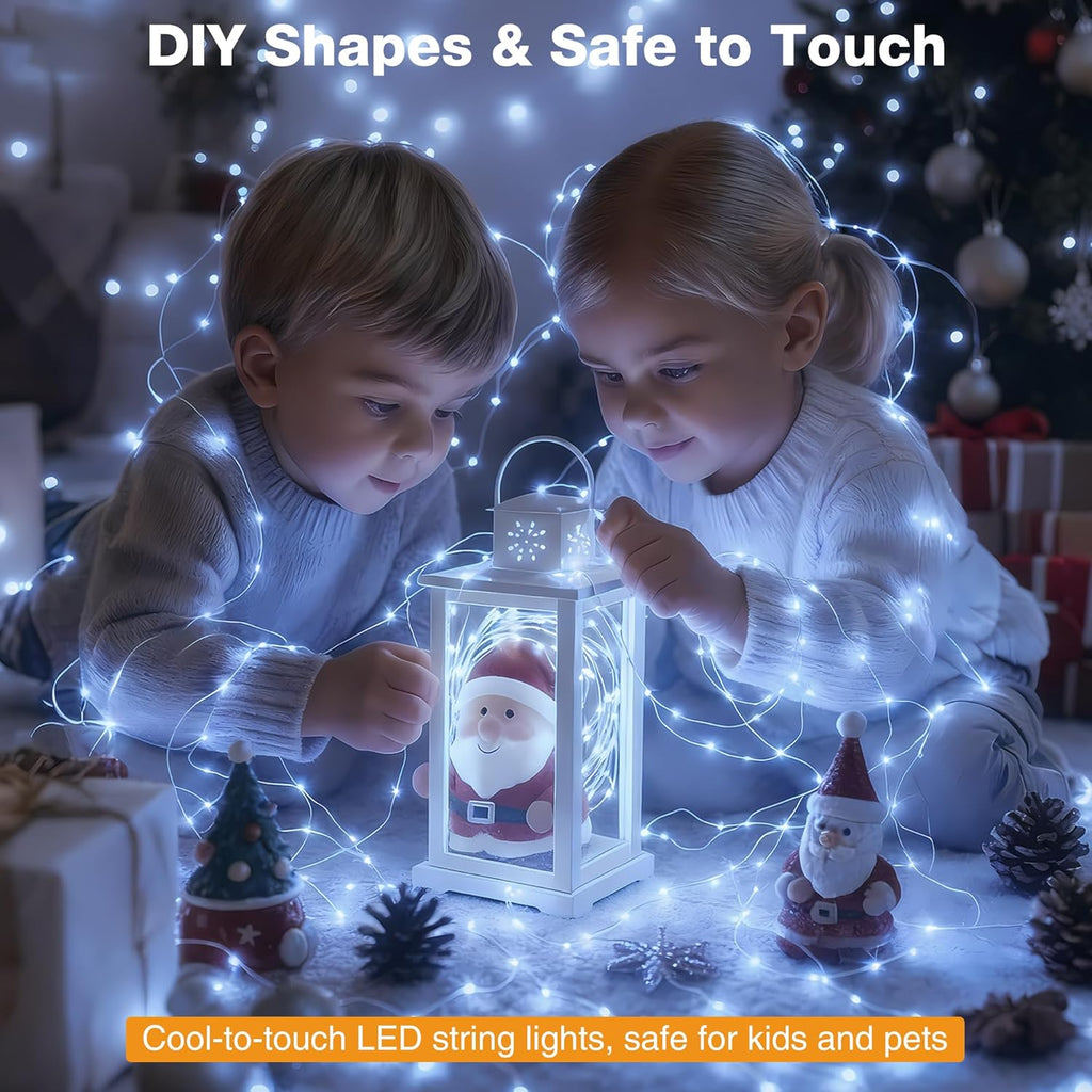 3 Pack 16FT 50 LED Fairy Lights Battery Operated with Timer, 8 Modes USB Mini Twinkle Light, Small String Lights for Christmas Tree Wreath Vase Bedroom DIY Party Decorations-Cold White