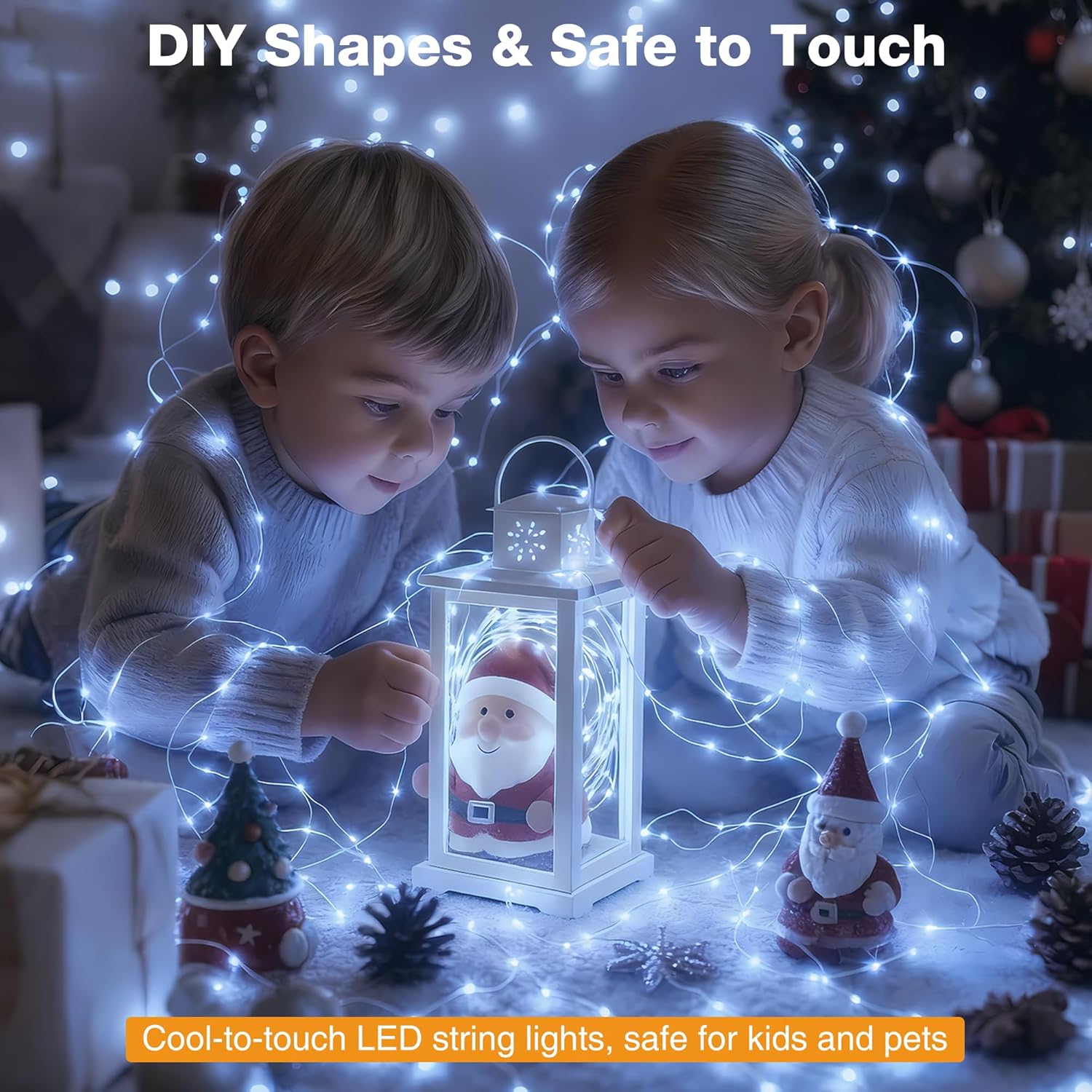 16FT 50 LED Fairy Lights Battery Operated with Timer, 8 Modes USB Mini Twinkle Light, Small String Lights for Christmas Tree Wreath Vase Bedroom DIY Wedding Party Decorations-Cold White
