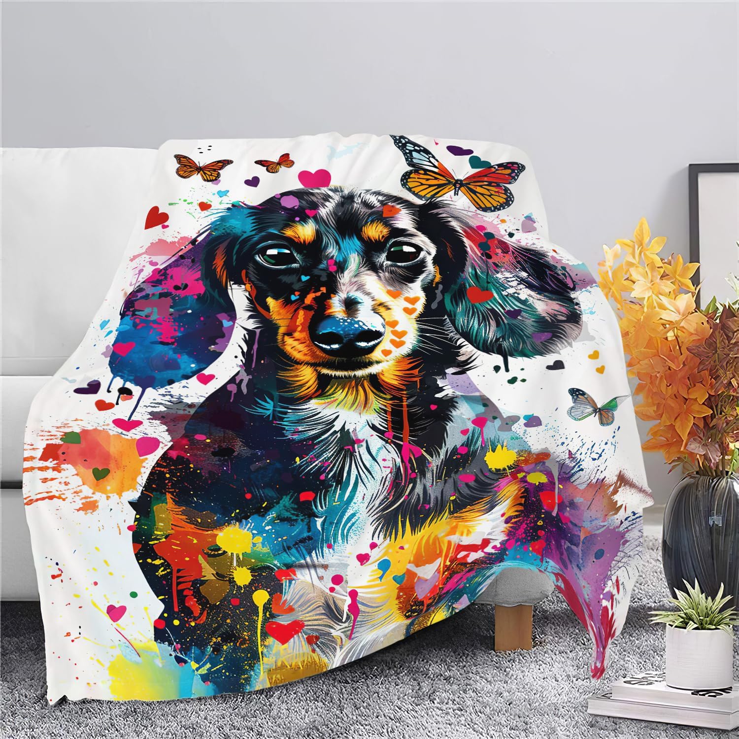 Dachshund Blanket Dachshund Dog Throw Blanket Weiner Dog Gifts for Women Girls Men Boys Kids Adults Super Soft Cozy Plush Fluffy Fuzzy Fleece Blanket Decor 50''X60''