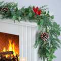 6.5FT Christmas Garland with Star Lights,Prelit Christmas Decorations,Lighted Garland with Battery Operated,Denser Realistic Eucalyptus Greenery Home Decor for Mantle Fireplace Table Indoor Outdoor