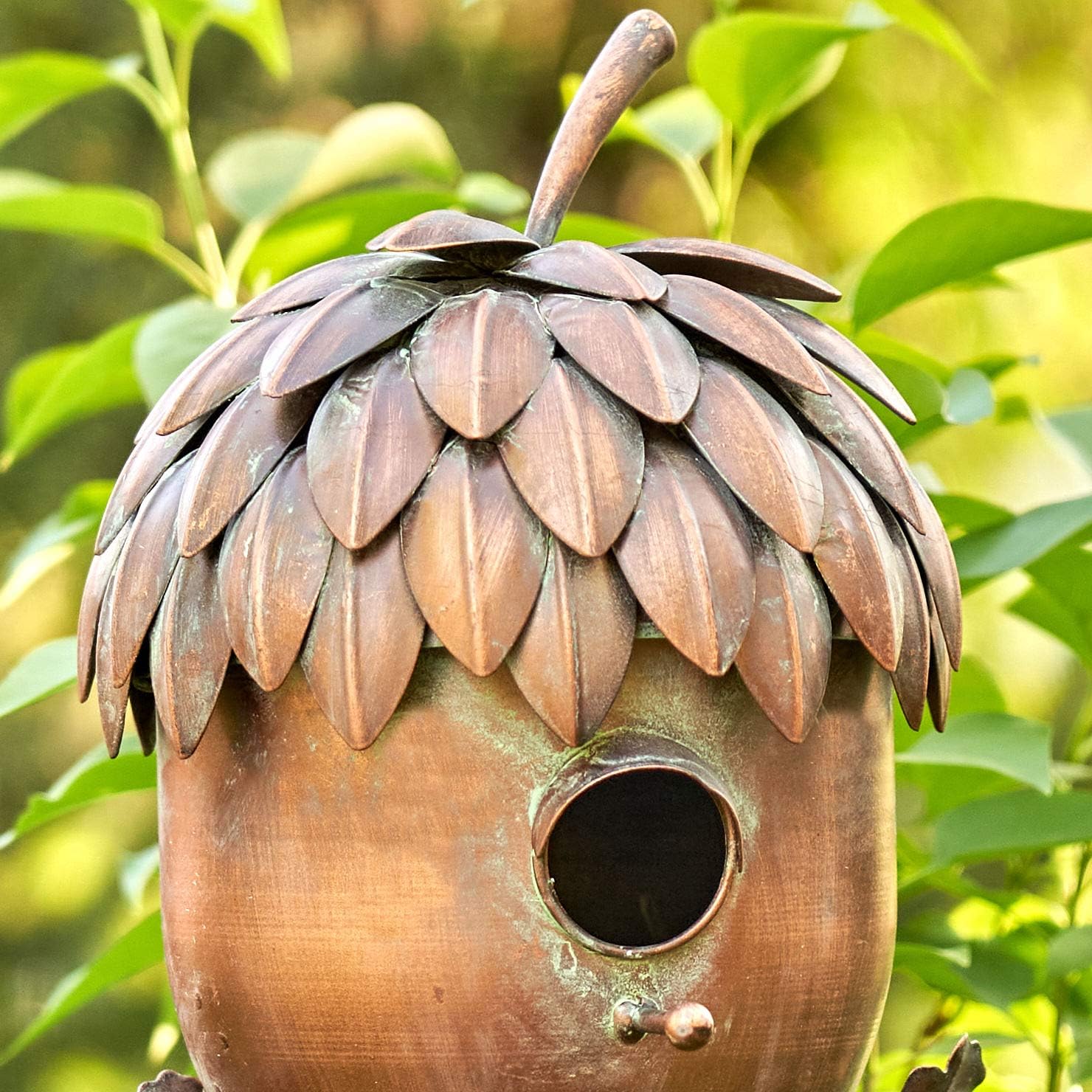Copper Colored Birdhouse Garden Stakes (Acorn)