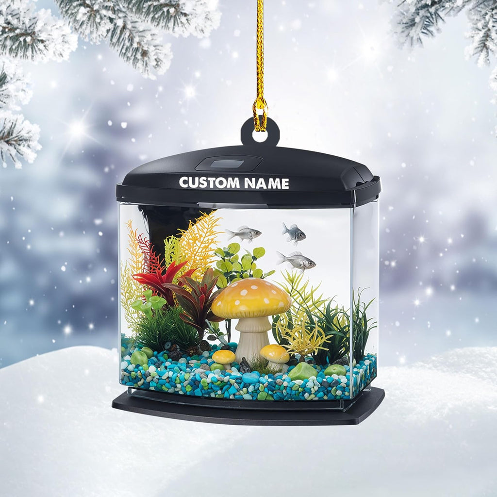 Personalized Aquarium Christmas Ornament, Fish Christmas Ornament, Gift for Fish Lover, Custom Aquarium Christmas Tree Keepsake, Kids First Gift Ideas, Pet Kids Ornament (AFT3)