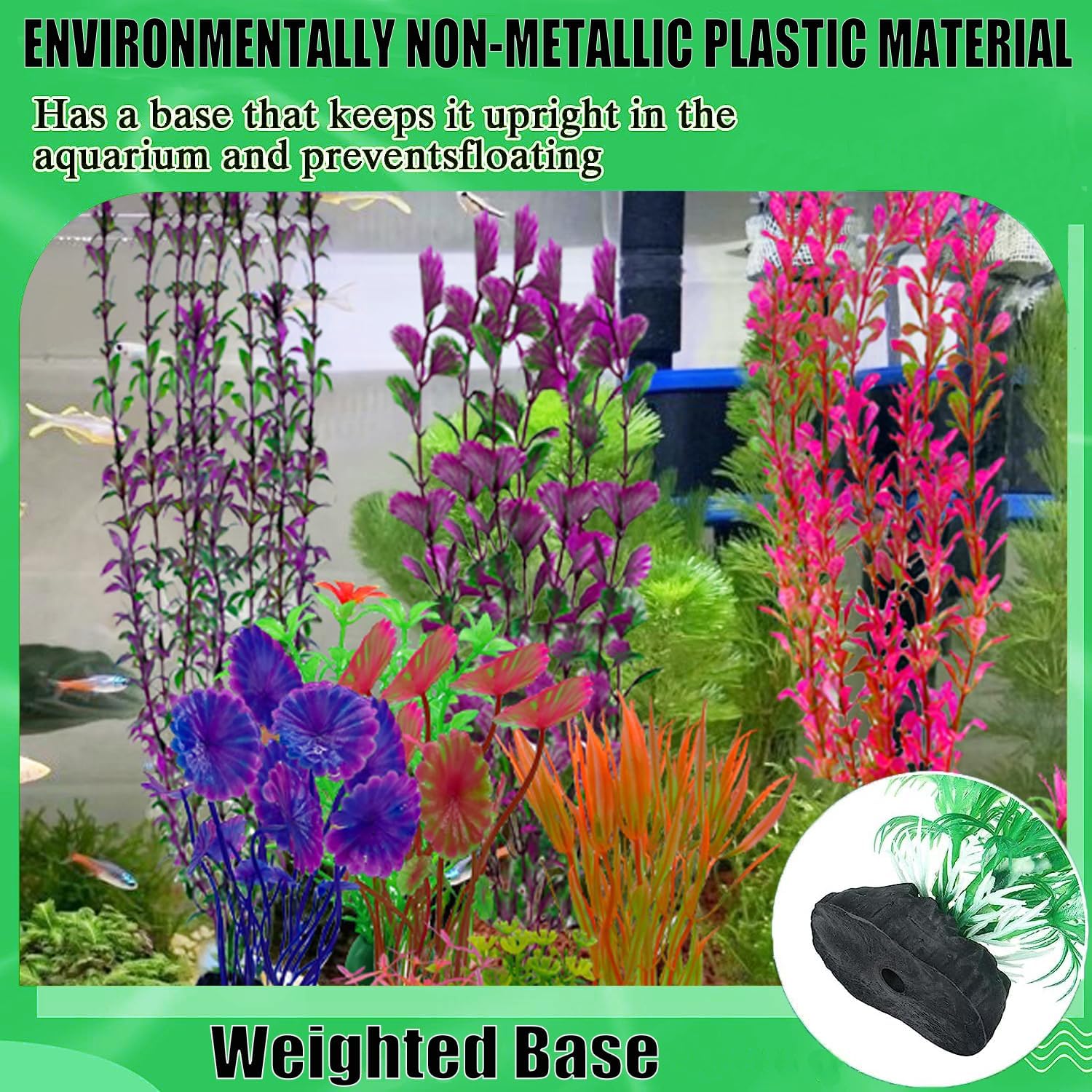 20 Pack Aquarium Plants, Fish Tank Decoration Colorful Artificial Fish Tank Decor Plants Aquarium Decorations for Household and Office Aquarium Simulation, Small to Large and Tall