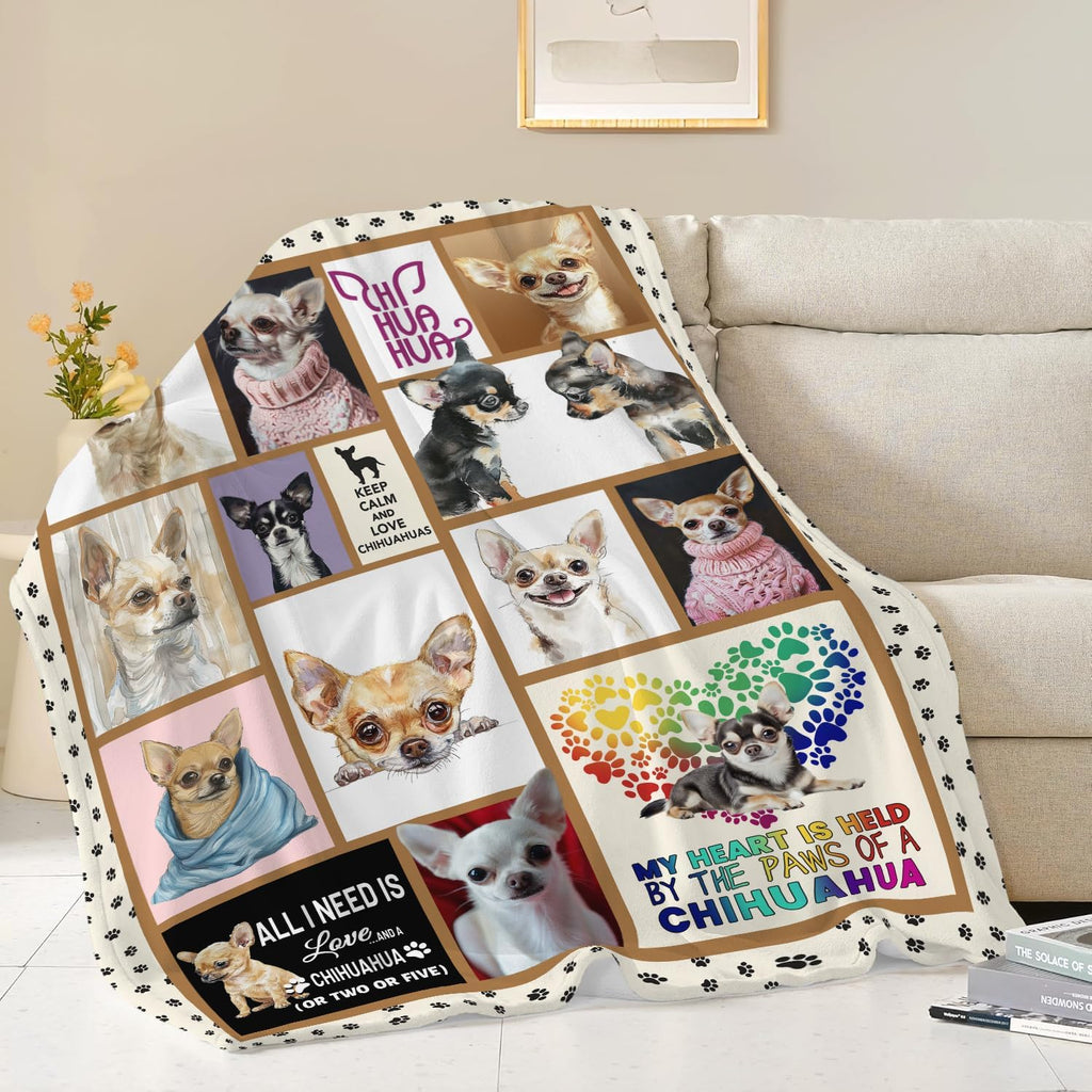 Chihuahua Blanket Chihuahua Dog Throw Blanket Gifts for Girls Women Kids Boys Adults Men Super Soft Cozy Plush Fluffy Fuzzy Fleece Blanket Home Decor 40''X50''