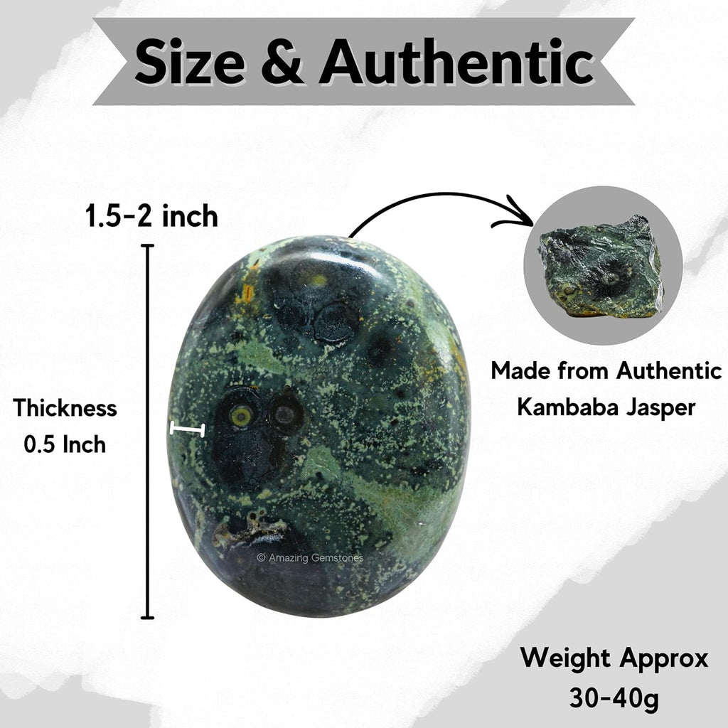 Amazing Gemstone Kambaba Jasper Crystals and Healing Stones - Large Palm Stone Crystals Piedra - Crystal for Good Luck, Balanced Positive Energy, Meditation - Unique Stocking Stuffers, Gifts for Women